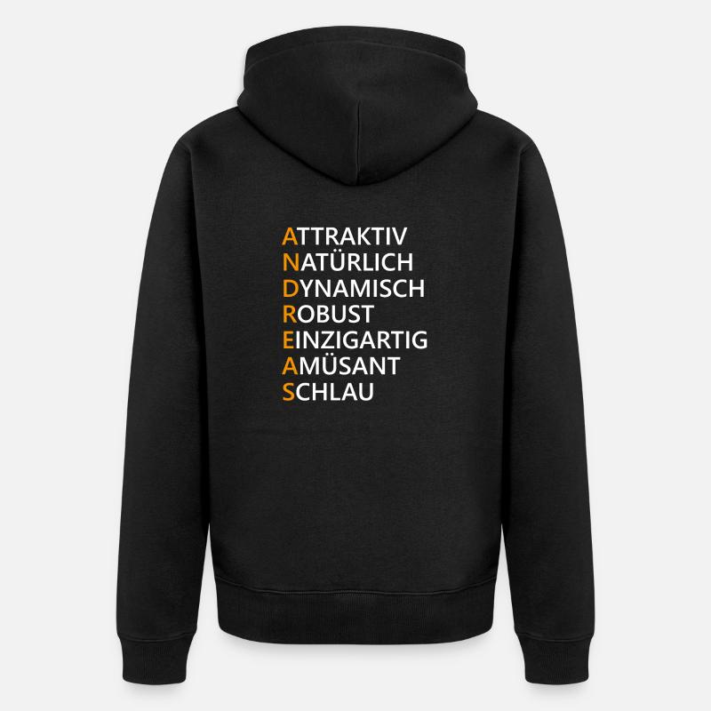 Andreas Name Geschenk - Unisex Premium Bio Zip Hoodie - Schwarz