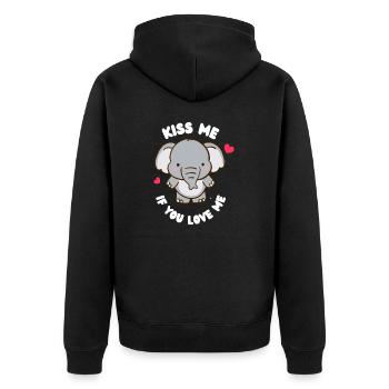Küss mich wenn du mich liebst - Elefant - Unisex Premium Bio Zip Hoodie - Schwarz - Hinten - Nico (187cm)