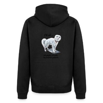 Lustige Katze Ich habe das Internet gelöscht - Unisex Premium Bio Zip Hoodie - Schwarz - Hinten - Nico (187cm)