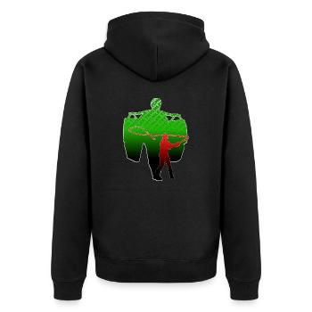 Trychle and Geisslechlöpfe - Unisex Premium Organic Zip Hoodie - black - Back - Nico (187cm)