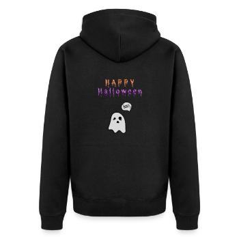Happy Halloween Ghost - Unisex Premium Organic Zip Hoodie - black - Back - Nico (187cm)