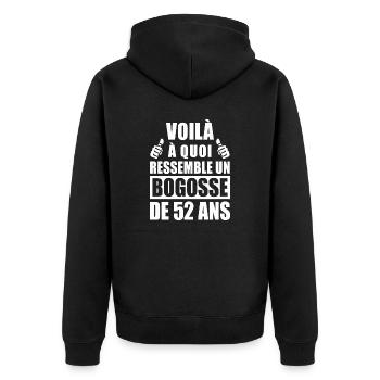 bogosse de 52 ans / cadeau anniversaire 52 ans - Veste à capuche bio Premium Unisexe - noir - Dos - Nico (187cm)