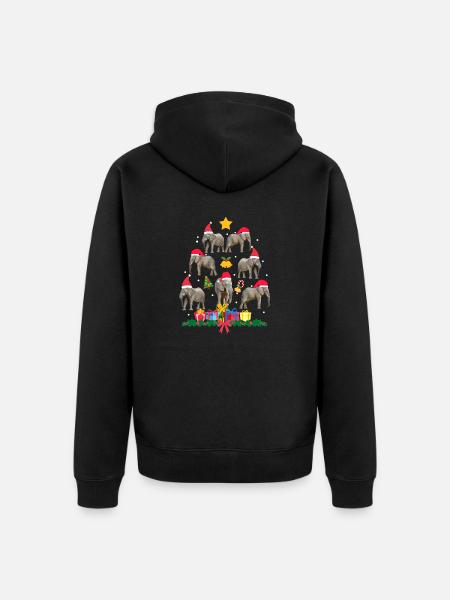 elephant in christmas. Christmas gift - Unisex Premium Organic Zip Hoodie - black
