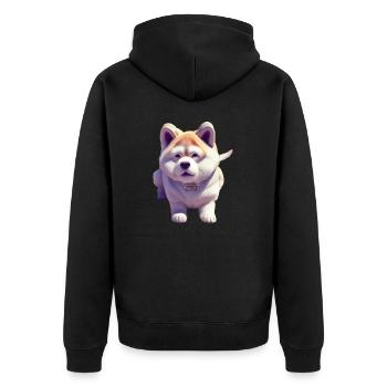 Akita Inu Dog - Akita Inu - Unisex Premium Organic Zip Hoodie - black - Back - Nico (187cm)
