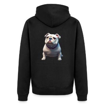 Old English Bulldog - Unisex Premium Bio Zip Hoodie - Schwarz - Hinten - Nico (187cm)