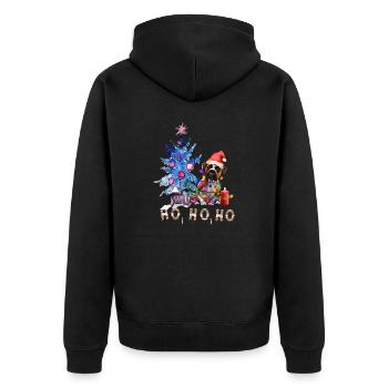 Weihnachtshund Boxer - Unisex Premium Bio Zip Hoodie - Schwarz - Hinten - Nico (187cm)