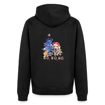 Weihnachtshund Labrador - Unisex Premium Bio Zip Hoodie - Schwarz - Hinten - Nico (187cm)