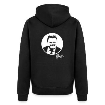 FJS - signature - Unisex Premium Bio Zip Hoodie - Schwarz - Hinten - Nico (187cm)