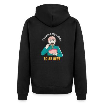 I Paused My Anime To Be Here Anime & Ramen Designs - Unisex Premium Bio Zip Hoodie - Schwarz - Hinten - Nico (187cm)