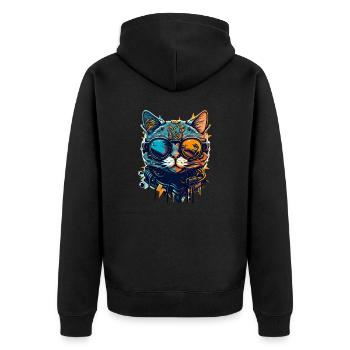 Cool Hipster Pet Cat avec des lunettes de soleil - Veste à capuche bio Premium Unisexe - noir - Dos - Nico (187cm)