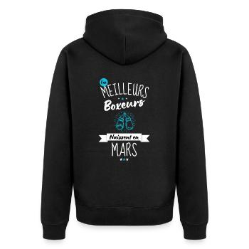 Les meilleurs boxeurs naissent en Mars - Veste à capuche bio Premium Unisexe - noir - Dos - Nico (187cm)