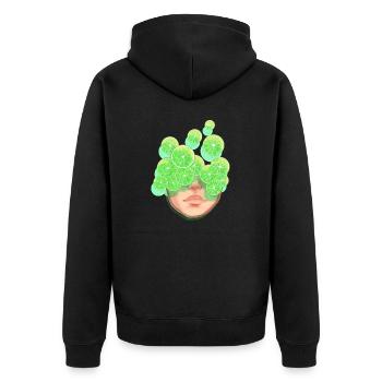 Funny Lime Face - Unisex Premium Organic Zip Hoodie - black - Back - Nico (187cm)