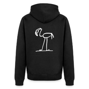 Flamingo Zeichnung Vogel Wasser Pink Rosa - Unisex Premium Bio Zip Hoodie - Schwarz - Hinten - Nico (187cm)