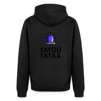Tatüü Tataa Blaulicht - Unisex Premium Bio Zip Hoodie - Schwarz - Hinten - Nico (187cm)
