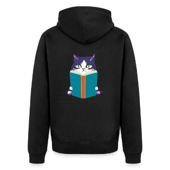 Cat Reading Kitten Books Cat Book Domestic Cat - Unisex Premium Organic Zip Hoodie - black - Back - Nico (187cm)