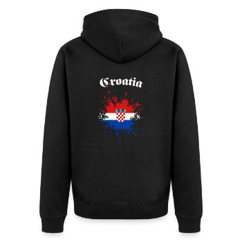 Croatia Kroatien - Unisex Premium Bio Zip Hoodie - Schwarz - Hinten - Nico (187cm)