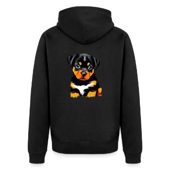 Chiens Rottweiler Chiot Chien Chiot Chien Chiot - Veste à capuche bio Premium Unisexe - noir - Dos - Nico (187cm)