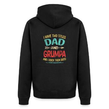 J’ai deux titres Papa et Grumpa Je les rock tous les deux - Veste à capuche bio Premium Unisexe - noir - Dos - Nico (187cm)