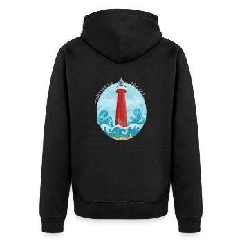 Lighthouse. Sea. Sea Holidays - Unisex Premium Organic Zip Hoodie - black - Back - Nico (187cm)