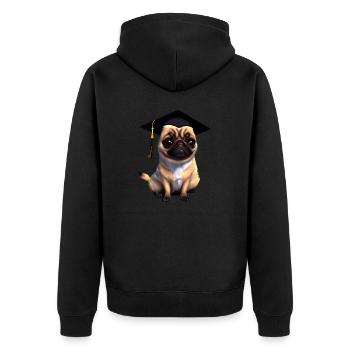 Bachelor Hunde Schulabschluss Bulldogge Studium - Unisex Premium Bio Zip Hoodie - Schwarz - Hinten - Nico (187cm)