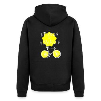 Triathlon Swim Bike Run Marathon - Unisex Premium Bio Zip Hoodie - Schwarz - Hinten - Nico (187cm)