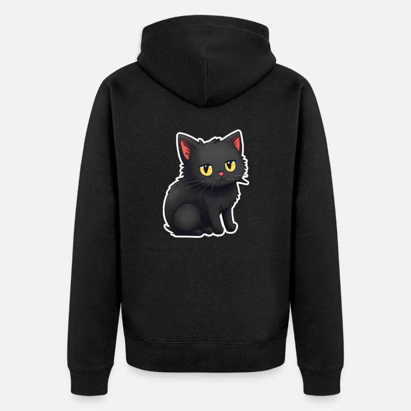 Autocollants de chats noirs mignons - Veste à capuche bio Premium Unisexe - noir