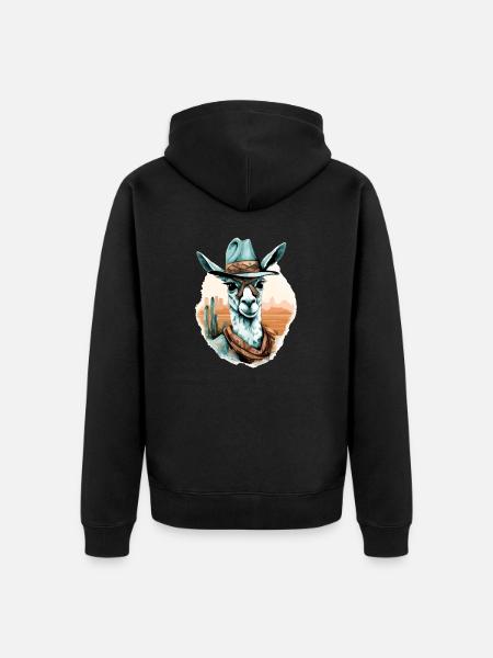 Noki the Lama - Unisex Premium Organic Zip Hoodie - black