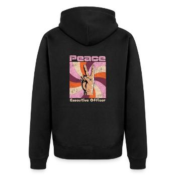 Friede. Hippie-Lebensstil - Unisex Premium Bio Zip Hoodie - Schwarz - Hinten - Nico (187cm)