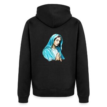Holly Mary Maria Madonna Mariana Virgin Mary Holy - Unisex Premium Organic Zip Hoodie - black - Back - Nico (187cm)