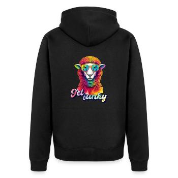 Get funky - Unisex Premium Bio Zip Hoodie - Schwarz - Hinten - Nico (187cm)