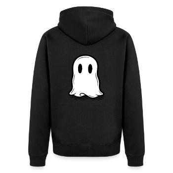 Spooky Cute Kawaii Ghost Design - Unisex Premium Organic Zip Hoodie - black - Back - Nico (187cm)
