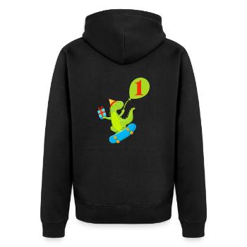 1st Birthday Cute Dinosaur - Unisex Premium Organic Zip Hoodie - black - Back - Nico (187cm)