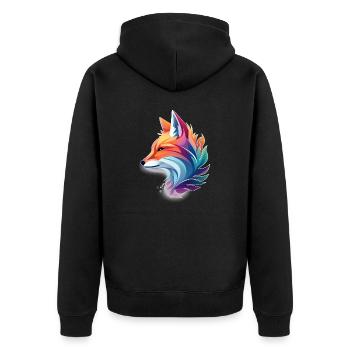Bunter Fuchs - Unisex Premium Bio Zip Hoodie - Schwarz - Hinten - Nico (187cm)