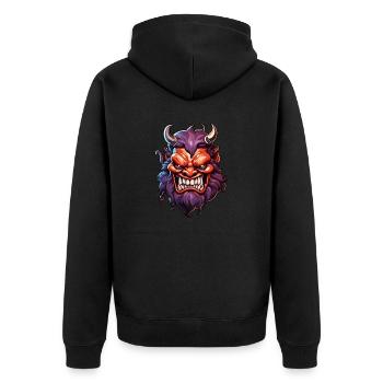 Teufel / Hölle / Horror / teuflisch / böse - Unisex Premium Bio Zip Hoodie - Schwarz - Hinten - Nico (187cm)