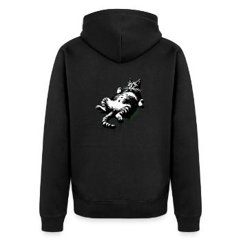 Gros chat paresseux | Le chat se réveille | Miaou - Veste à capuche bio Premium Unisexe - noir - Dos - Nico (187cm)