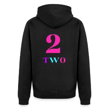 Two-2nd Anniversary - Unisex Premium Organic Zip Hoodie - black - Back - Nico (187cm)