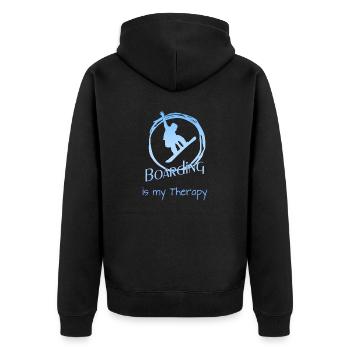 snowboard, Snowboarding, boarding - Unisex Premium Bio Zip Hoodie - Schwarz - Hinten - Nico (187cm)