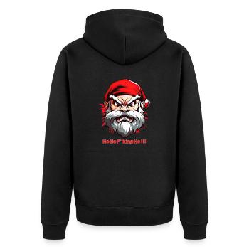 Wütender Weihnachtsmann - Ho Ho F**king Ho !! - Unisex Premium Bio Zip Hoodie - Schwarz - Hinten - Nico (187cm)