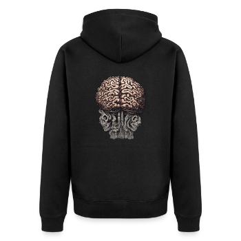 Gehirn / Wissen / Inteligenz / klug / Denken - Unisex Premium Bio Zip Hoodie - Schwarz - Hinten - Nico (187cm)