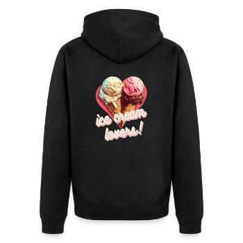 ice cream lovers! - Unisex Premium Bio Zip Hoodie - Schwarz - Hinten - Nico (187cm)