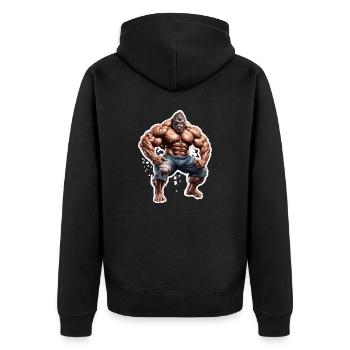 Bodybuilder / Sports / Fitness / Monkey / Muscles - Unisex Premium Organic Zip Hoodie - black - Back - Nico (187cm)
