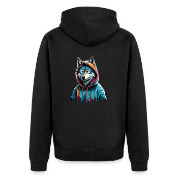Coolest Wolf in Town - Unisex Premium Bio Zip Hoodie - Schwarz - Hinten - Nico (187cm)