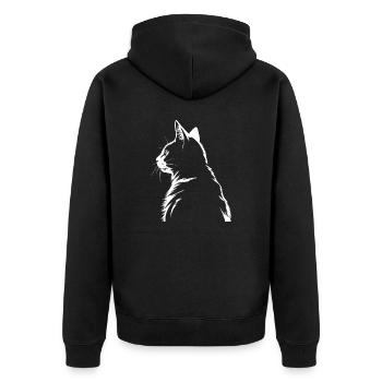 Katze, katzenmotiv - Unisex Premium Bio Zip Hoodie - Schwarz - Hinten - Nico (187cm)