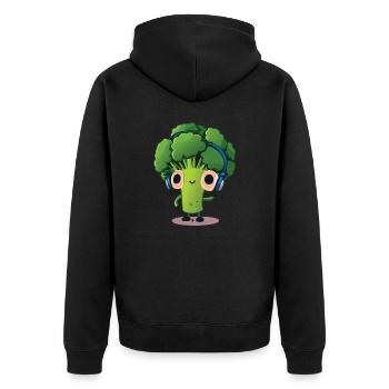 Bubatz - DJ - Musik - Legalize it - Brokkoli - Unisex Premium Bio Zip Hoodie - Schwarz - Hinten - Nico (187cm)