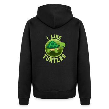 I Like Turtles Cute Tortoise Love Turtle Lover - Unisex Premium Organic Zip Hoodie - black - Back - Nico (187cm)