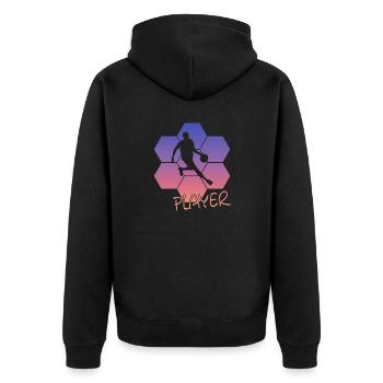 Basketball - Unisex Premium Bio Zip Hoodie - Schwarz - Hinten - Nico (187cm)
