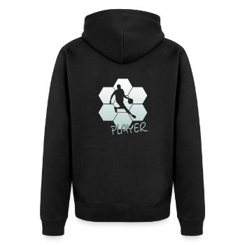 Basketball - Unisex Premium Bio Zip Hoodie - Schwarz - Hinten - Nico (187cm)