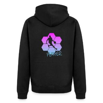 Streetball - Unisex Premium Bio Zip Hoodie - Schwarz - Hinten - Nico (187cm)