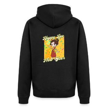 Laos Laote Laoten Lao Neujahr I Geschenk - Unisex Premium Bio Zip Hoodie - Schwarz - Hinten - Nico (187cm)