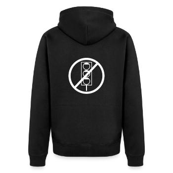 Ampel Regierung Scholz Baerbock Habeck Grüne SPD - Unisex Premium Bio Zip Hoodie - Schwarz - Hinten - Nico (187cm)